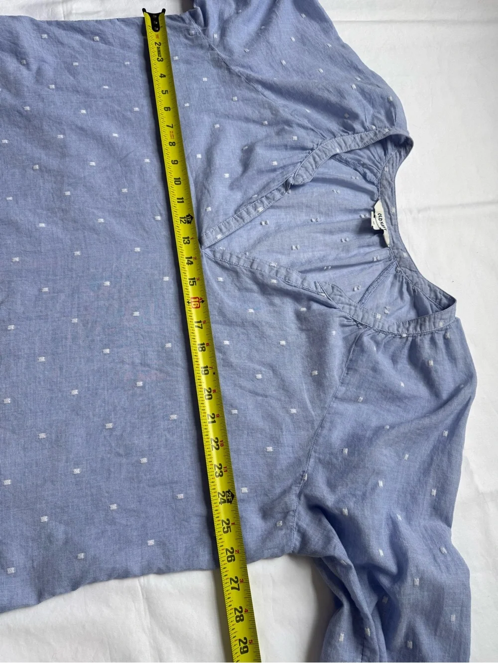 Old Navy 100% Cotton Polka Dot V-Neck Peasant Blouse - Light Blue